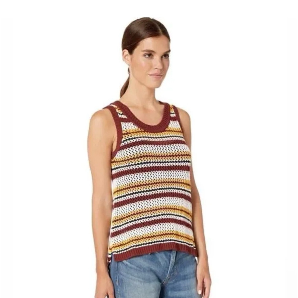 Sanctuary Sunland Crochet Knit Tank in Henna Stripe M